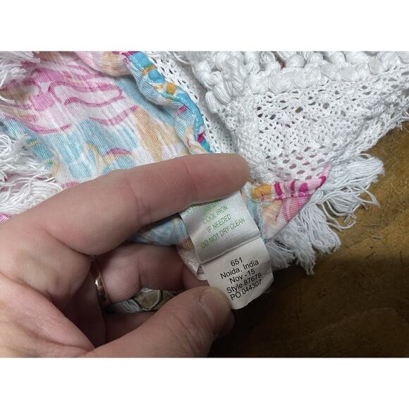 Lilly Pulitzer Alia Flamingo Size Medium Fringe Shift Dress Cover Up - Picture 11 of 14